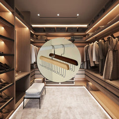 Wooden Hanger with 8 Hooks for Closet Organization
