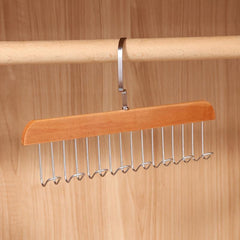 Wooden Hanger with 8 Hooks for Closet Organization