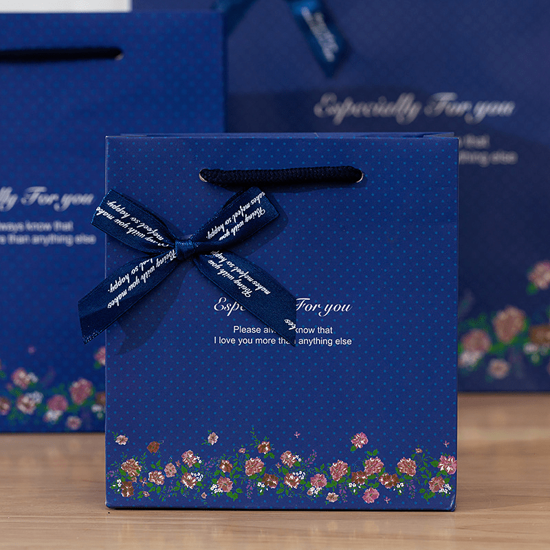 Dark Floral Bow Gift Bag for Any Occasion
