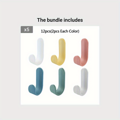 12 Pack Adhesive Hooks Utility Wall Hooks Key Hooks For Wall