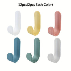 12 Pack Adhesive Hooks Utility Wall Hooks Key Hooks For Wall