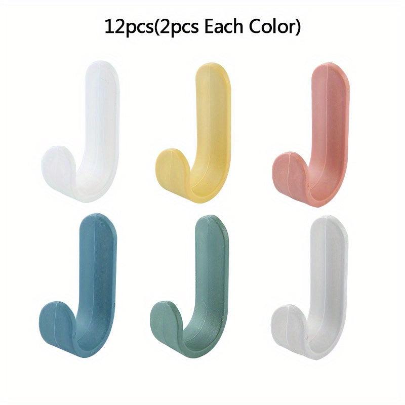 12 Pack Adhesive Hooks Utility Wall Hooks Key Hooks For Wall