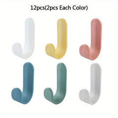 12 Pack Adhesive Hooks Utility Wall Hooks Key Hooks For Wall
