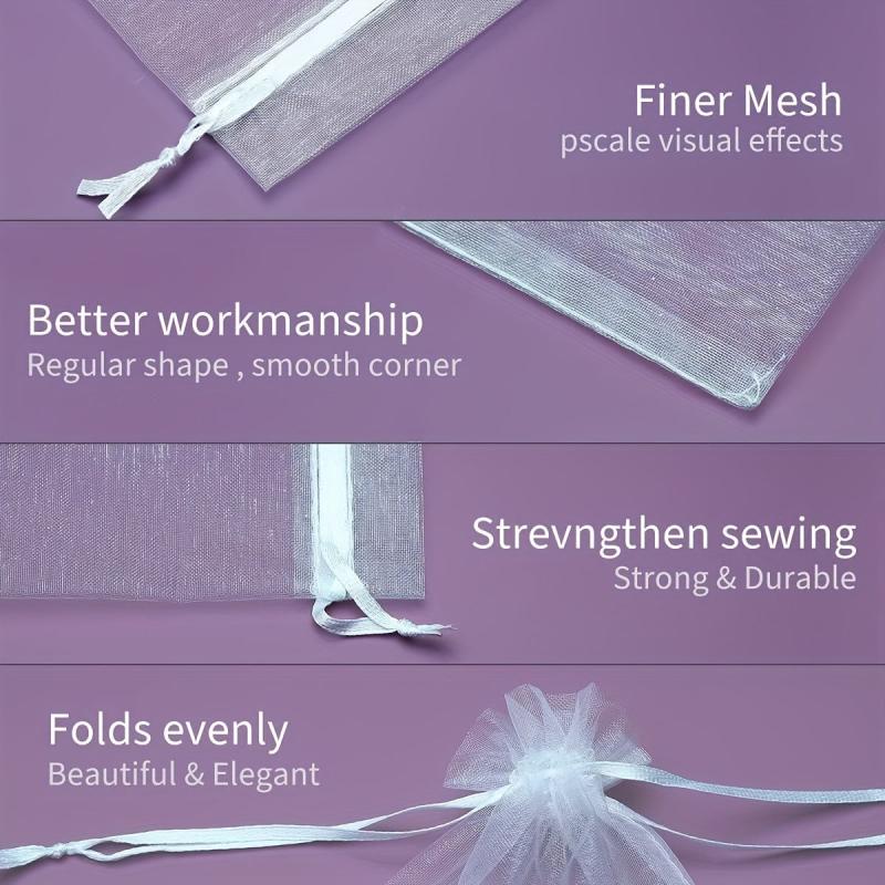 50pcs Sheer Organza Bags Wedding Favor Bags Jewelry Gift Bags For Party