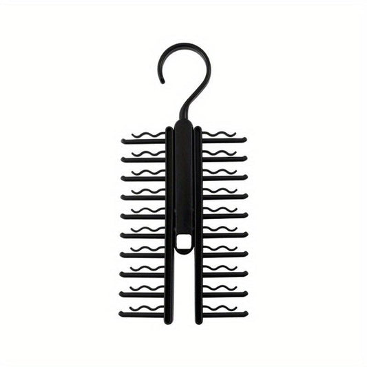 Swivel Tie Rack Holder Non Slip Clips Space Saving Tie Belt Hanger Closet