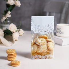 50pcs Clear Lace Self Sealing Cellophane Bags for Cookies Candy Packaging