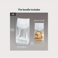 50pcs Clear Lace Self Sealing Cellophane Bags for Cookies Candy Packaging