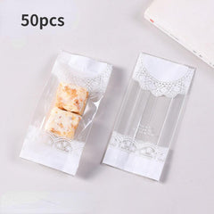 50pcs Clear Lace Self Sealing Cellophane Bags for Cookies Candy Packaging