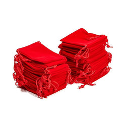 10pcs Red Velvet Jewelry Storage Gift Bags Drawstring Cloth Bags