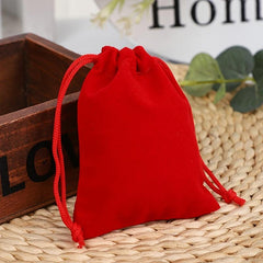 10pcs Red Velvet Jewelry Storage Gift Bags Drawstring Cloth Bags