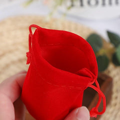 10pcs Red Velvet Jewelry Storage Gift Bags Drawstring Cloth Bags
