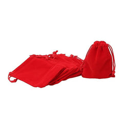 10pcs Red Velvet Jewelry Storage Gift Bags Drawstring Cloth Bags