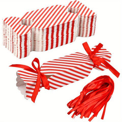 50pcs Christmas Candy Box with Ribbon DIY Sweets Chocolate Decoration