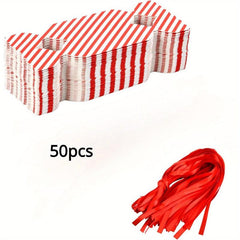 50pcs Christmas Candy Box with Ribbon DIY Sweets Chocolate Decoration