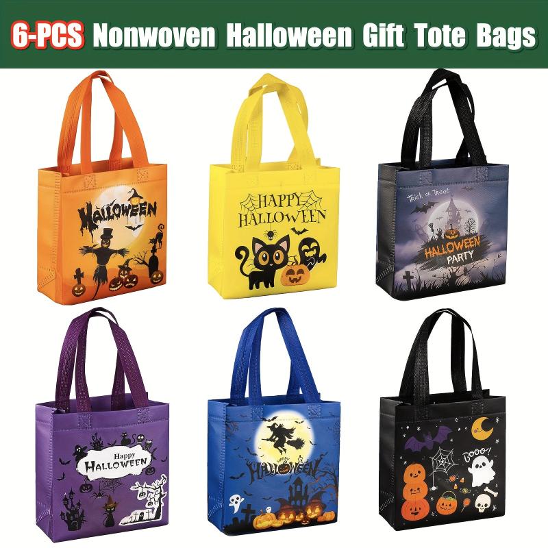 6pcs Halloween Gift Bags Trick Or Treat Party Tote Bags