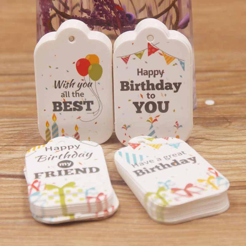 100pcs Cardboard Birthday Gift Small Tag Card Happy Birthday Label