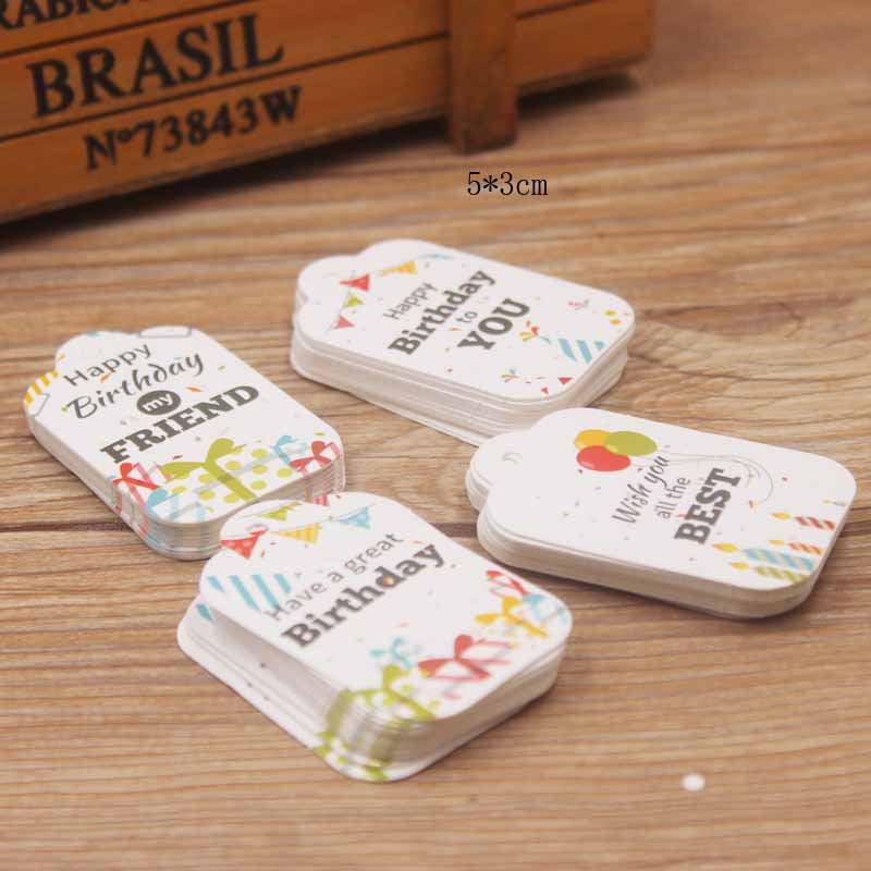 100pcs Cardboard Birthday Gift Small Tag Card Happy Birthday Label