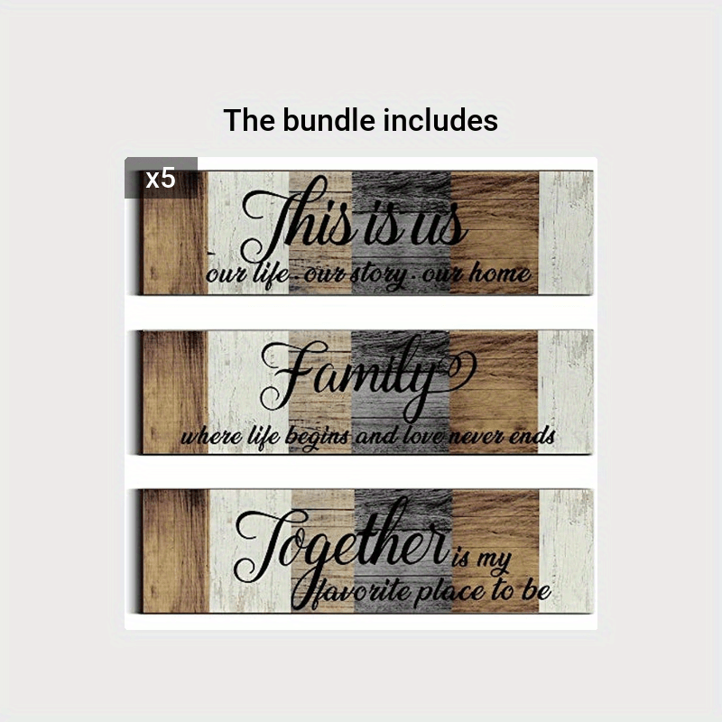 3pcs Set Rustic Wooden Signs for Wall Decor, Insulation Tape Included
