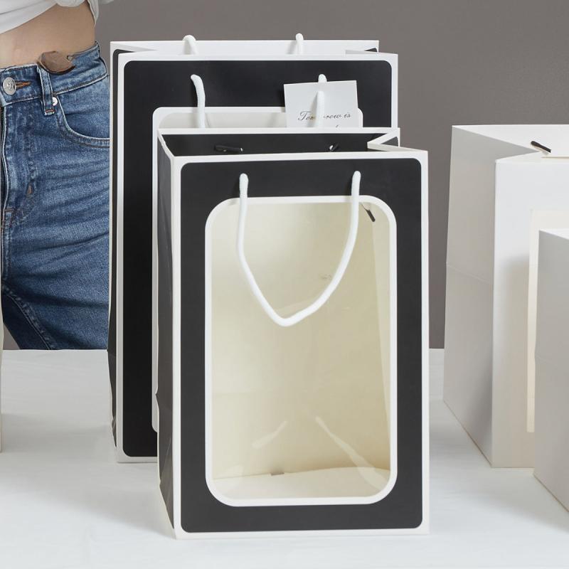 Flower Gift Paper Bag Packaging Bag Spot Gift Bag Transparent for Retail Stores
