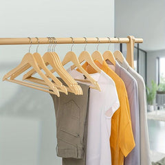 5pcs Wooden Hanger Set with Swivel Hook & Shoulder Slot for Stores