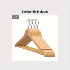 5pcs Wooden Hanger Set with Swivel Hook & Shoulder Slot for Stores