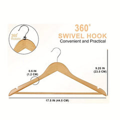 5pcs Wooden Hanger Set with Swivel Hook & Shoulder Slot for Stores