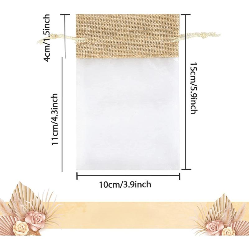 10pcs Linen Gift Wedding Candy Bag Toy Storage Pack Holiday Party Decoration