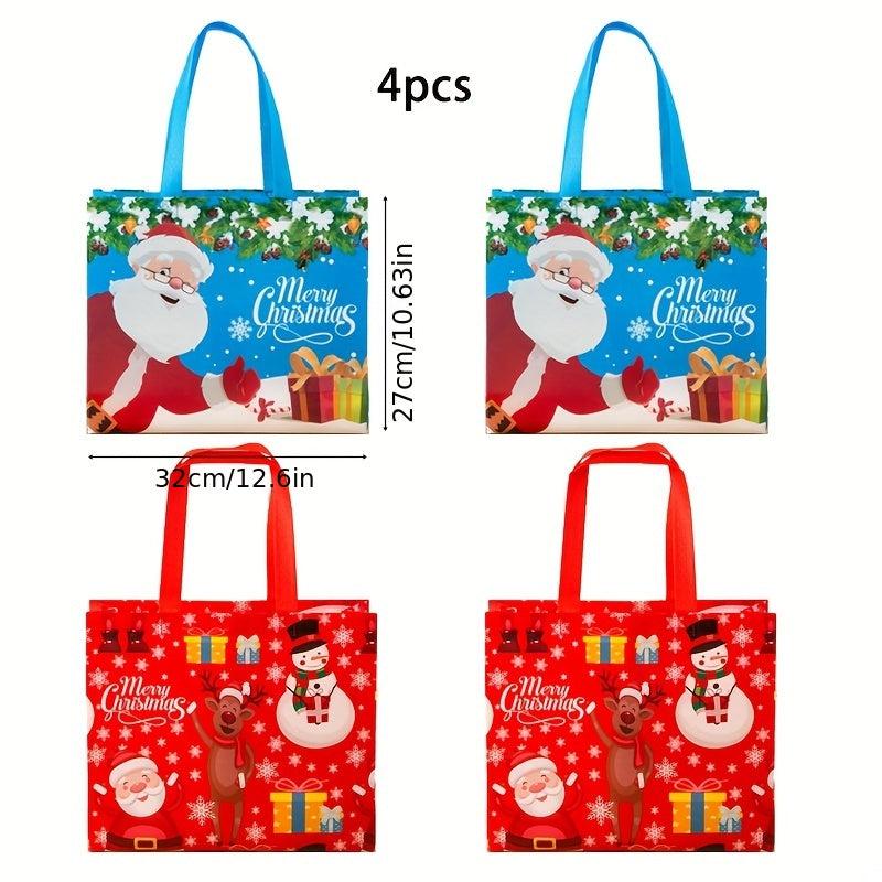 4pcs Large Christmas Gift Bags Non Woven Portable for Holidays