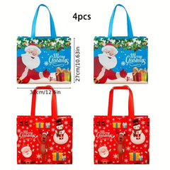 4pcs Large Christmas Gift Bags Non Woven Portable for Holidays