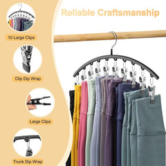 Curved Metal Yoga Pants Hanger Organizer With 10 Clothespins