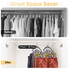 Curved Metal Yoga Pants Hanger Organizer With 10 Clothespins