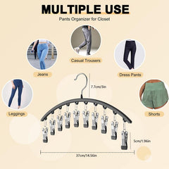 Curved Metal Yoga Pants Hanger Organizer With 10 Clothespins