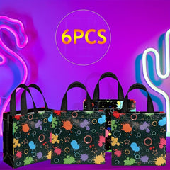 6pcs Neon Theme Party Treat Bag with Handles