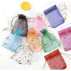20pcs Moon Star Organza Gift Bags - Pure Purple - Wedding Party Favors