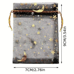 20pcs Moon Star Organza Gift Bags - Pure Purple - Wedding Party Favors