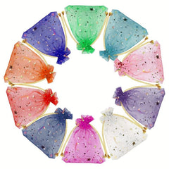 20pcs Moon Star Organza Gift Bags - Pure Purple - Wedding Party Favors