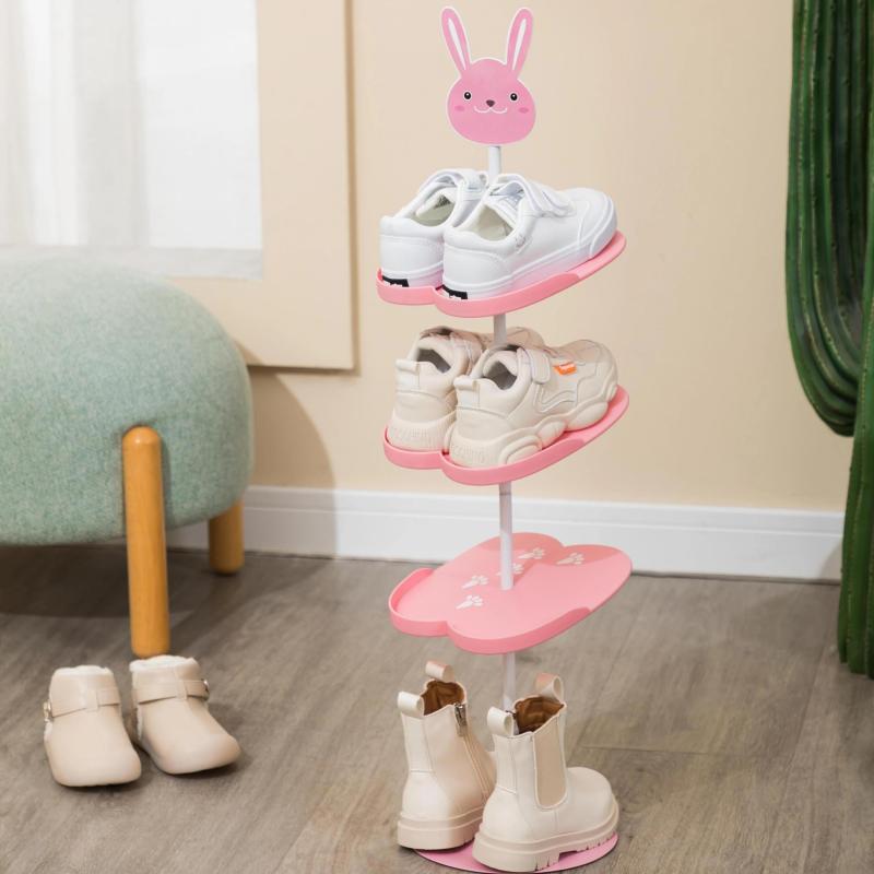Four Layer Corner Shoe Rack Organizer Storage Space Saving Lovely Cartoon