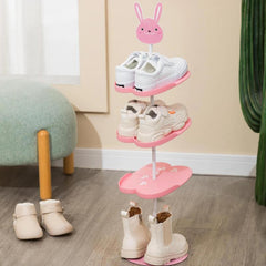 Four Layer Corner Shoe Rack Organizer Storage Space Saving Lovely Cartoon