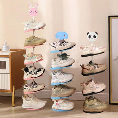 Four Layer Corner Shoe Rack Organizer Storage Space Saving Lovely Cartoon