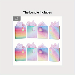 8 Pack Glitter Gift Bags Medium Size With Handles for Retail