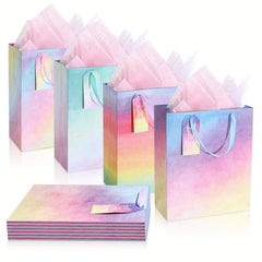 8 Pack Glitter Gift Bags Medium Size With Handles for Retail