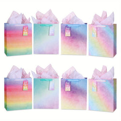 8 Pack Glitter Gift Bags Medium Size With Handles for Retail