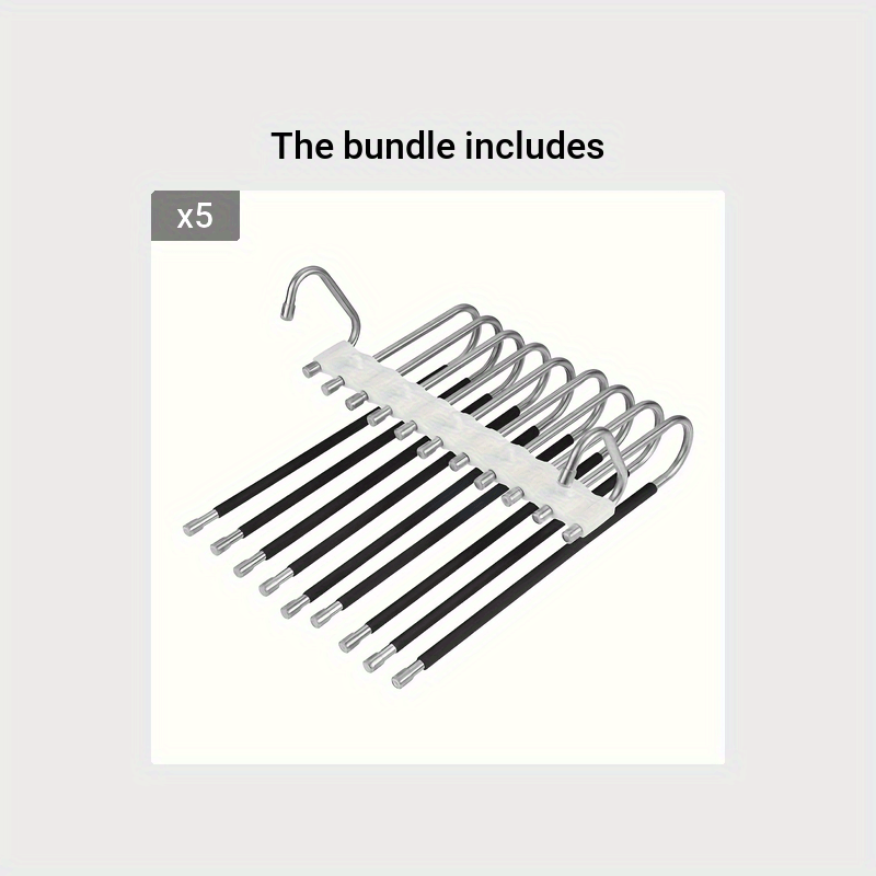 Upgrade 9-Layer Pants Hangers Space Saving Non-Slip Stainless Steel Rack