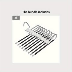Upgrade 9-Layer Pants Hangers Space Saving Non-Slip Stainless Steel Rack