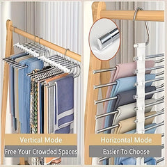 Upgrade 9-Layer Pants Hangers Space Saving Non-Slip Stainless Steel Rack