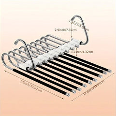 Upgrade 9-Layer Pants Hangers Space Saving Non-Slip Stainless Steel Rack
