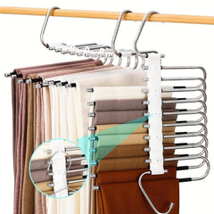 Upgrade 9-Layer Pants Hangers Space Saving Non-Slip Stainless Steel Rack
