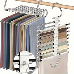 Upgrade 9-Layer Pants Hangers Space Saving Non-Slip Stainless Steel Rack