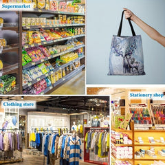 Deer Print Canvas Bag Women's Tote Handbag Lightweight Shopping Bag