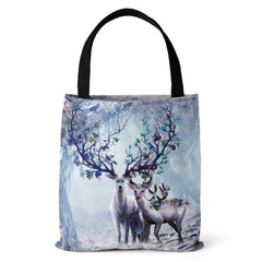Deer Print Canvas Bag Women's Tote Handbag Lightweight Shopping Bag